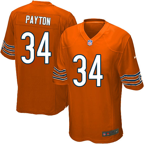Youth Elite Walter Payton Nike Jersey Orange Alternate - #34 NFL Chicago Bears